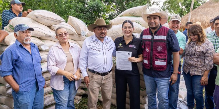 Estefanía Mercado entrega nueve toneladas de maíz a productores ganaderos de Playa del Carmen
