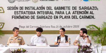 Junto a Fonatur, el Estado y la Semar, Estefanía Mercado preside instalación del Gabinete de Atención al Sargazo en Playa del Carmen