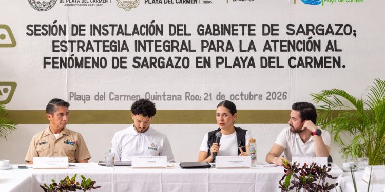 Junto a Fonatur, el Estado y la Semar, Estefanía Mercado preside instalación del Gabinete de Atención al Sargazo en Playa del Carmen