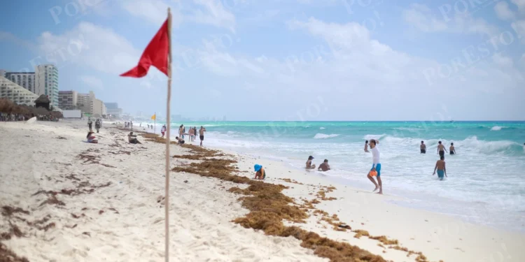 Ondean banderas rojas en playas de Cancún por fuerte oleaje y corrientes marinas