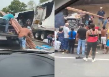 Rapiñan mercancía de tráiler accidentado en la carretera Villahermosa-Frontera